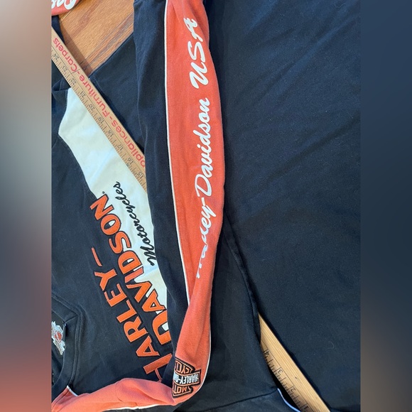 Vintage Harley Davidson Sweatshirt Mens XLarge Motorcycles Black Orange V-Neck - Picture 7 of 12